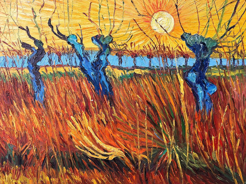 Hand-Painted by Senior Artists | Van Gogh’s Pollard Willows at Sunset
