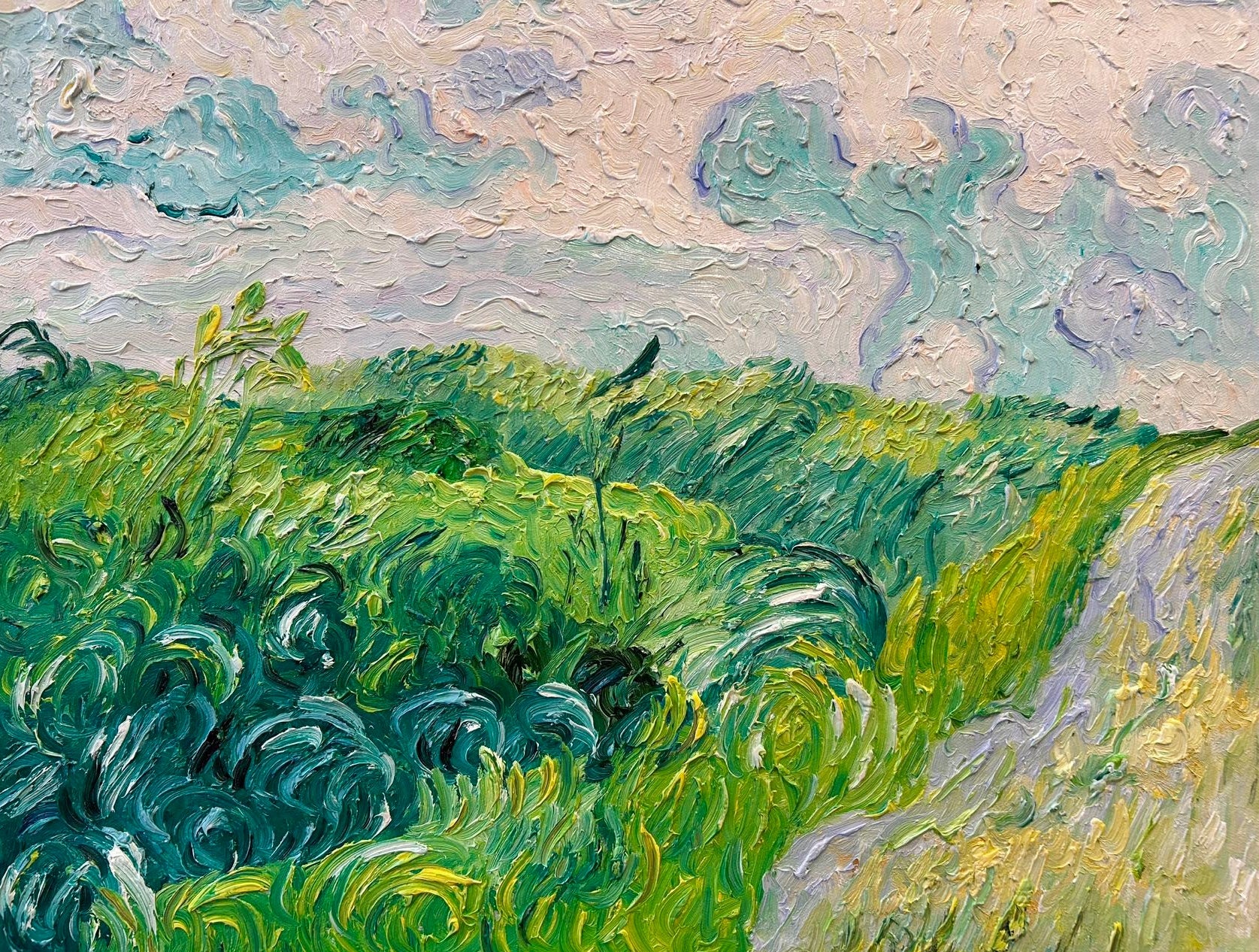 Hand-painted by a senior artist | Van Gogh's Green Wheat Fields