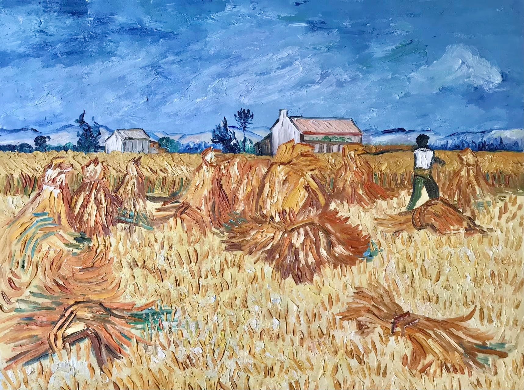 Hand-painted by a senior artist | Van Gogh's Wheatfield with a Reaper
