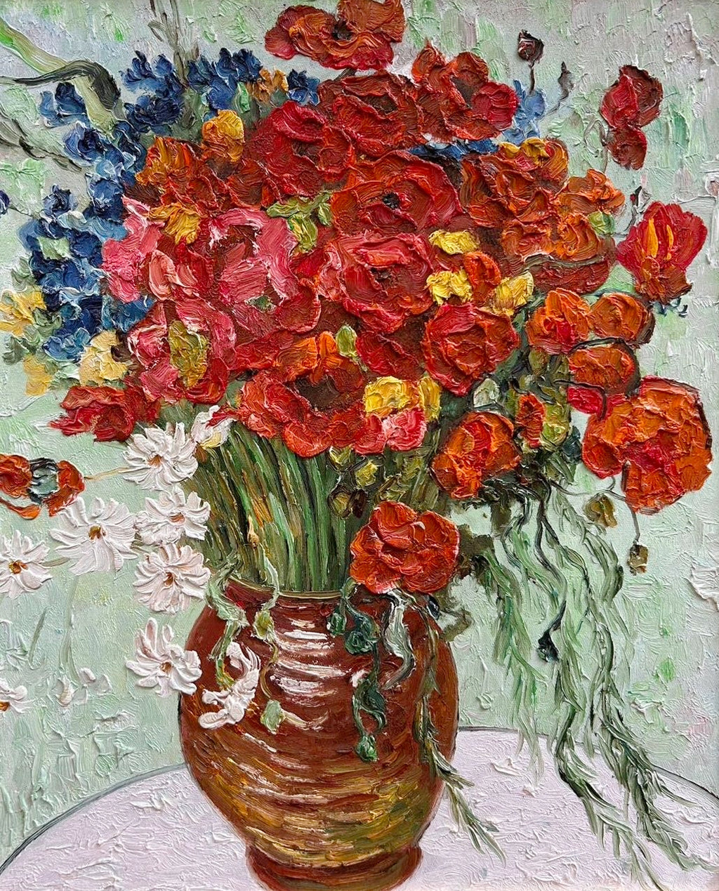Hand-painted by a senior artist | Van Gogh's Daisies and Poppies