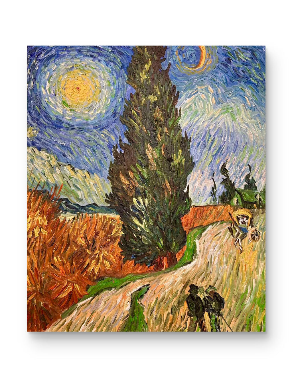 Hand-painted by a senior artist | Van Gogh's Road with Cypress and Star