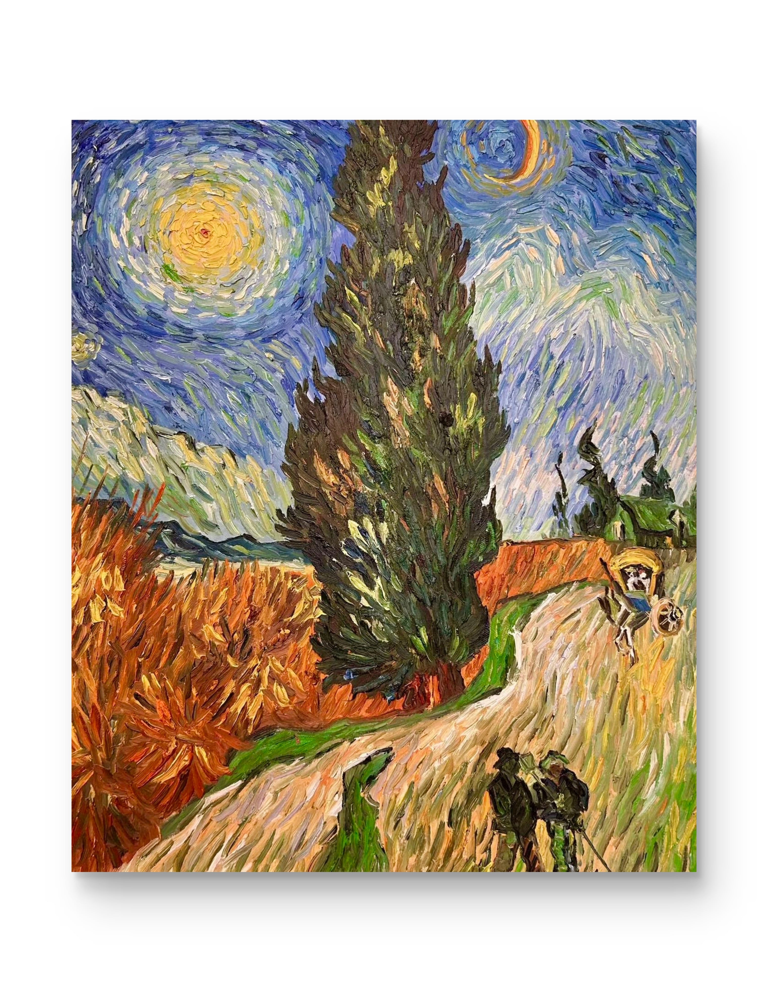 Hand-painted by a senior artist | Van Gogh's Road with Cypress and Star