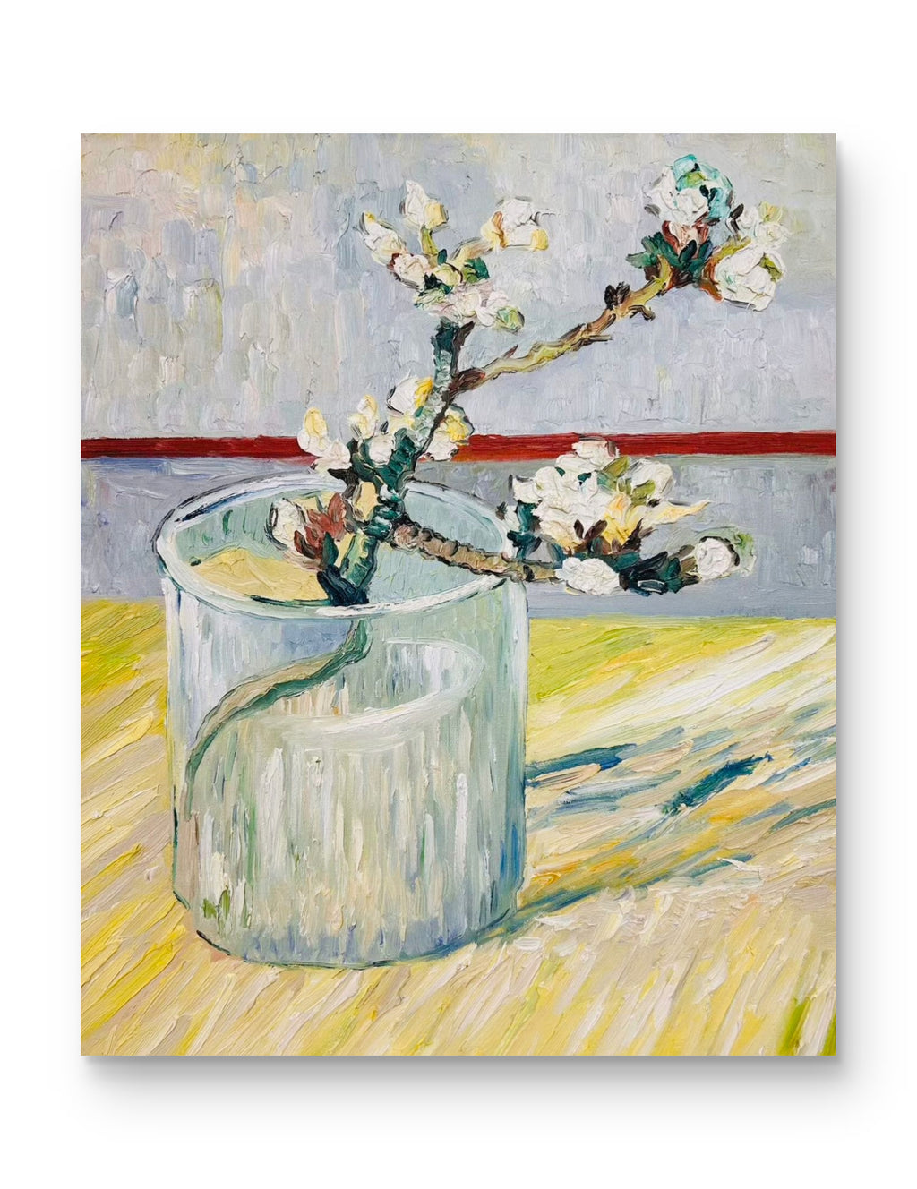 Hand-painted by a senior artist | Van Gogh's Sprig of Flowering Almond in a Glass