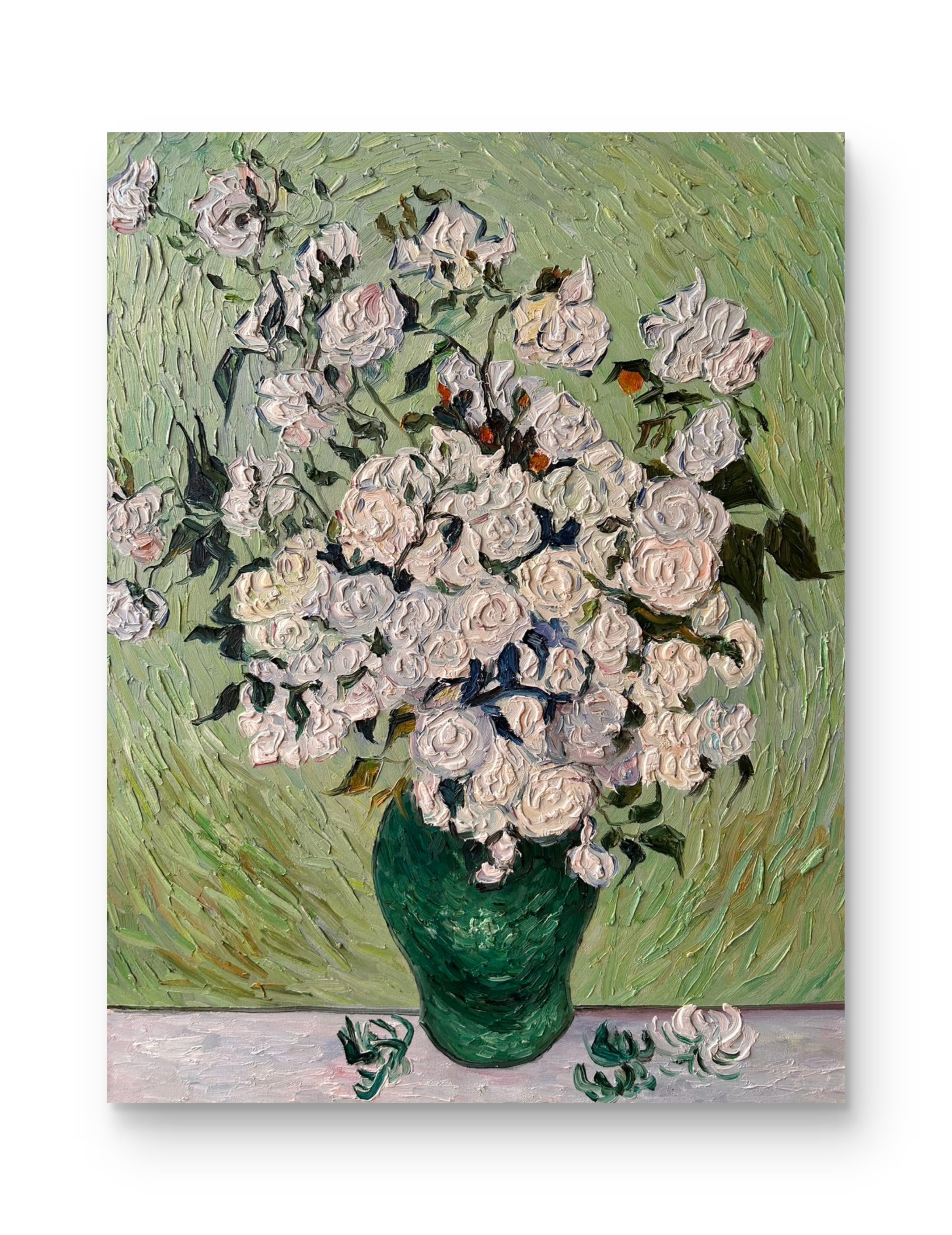 Hand-painted by a senior artist | Van Gogh's Roses in a Vase