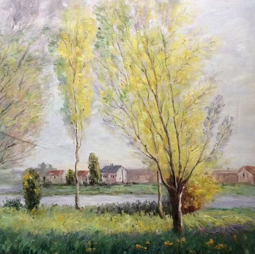Hand-rendered by a master artist | Monet's Poplars, Spring