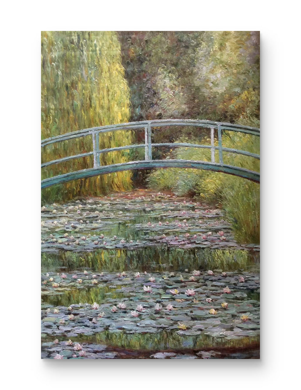 Hand-rendered by a master artist | Monet's Water Lilies and Japanese Bridge (Vertical Orientation)