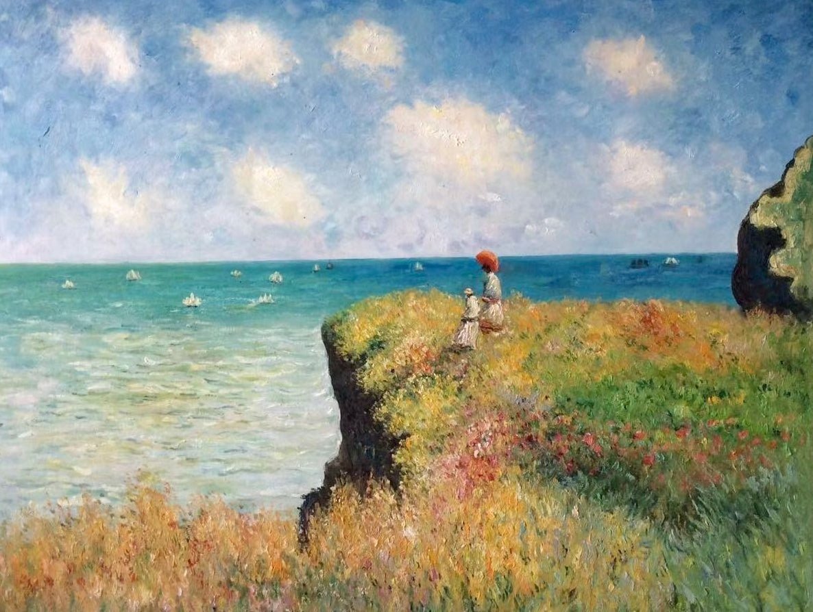 Hand-rendered by a master artist | Monet's Cliff Walk at Pourville
