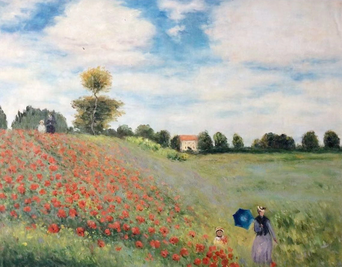 Hand-painted by a senior artist | Monet's Poppy Field near Argenteuil