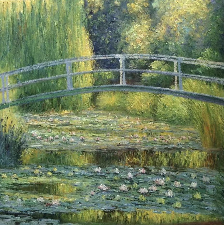 Hand-rendered by a master artist | Monet's Water Lilies and Japanese Bridge