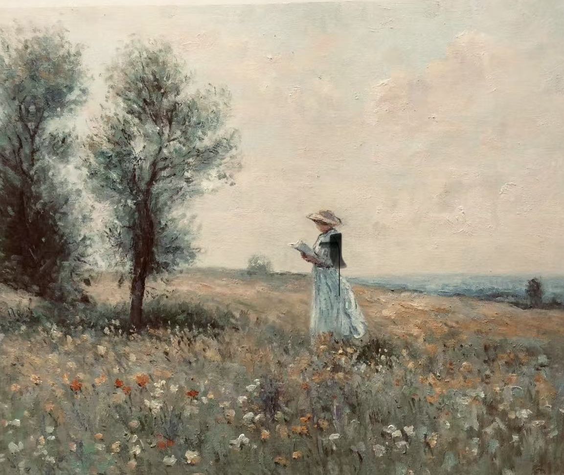 Hand-rendered by a master artist | Monet's Woman Reading in a Field
