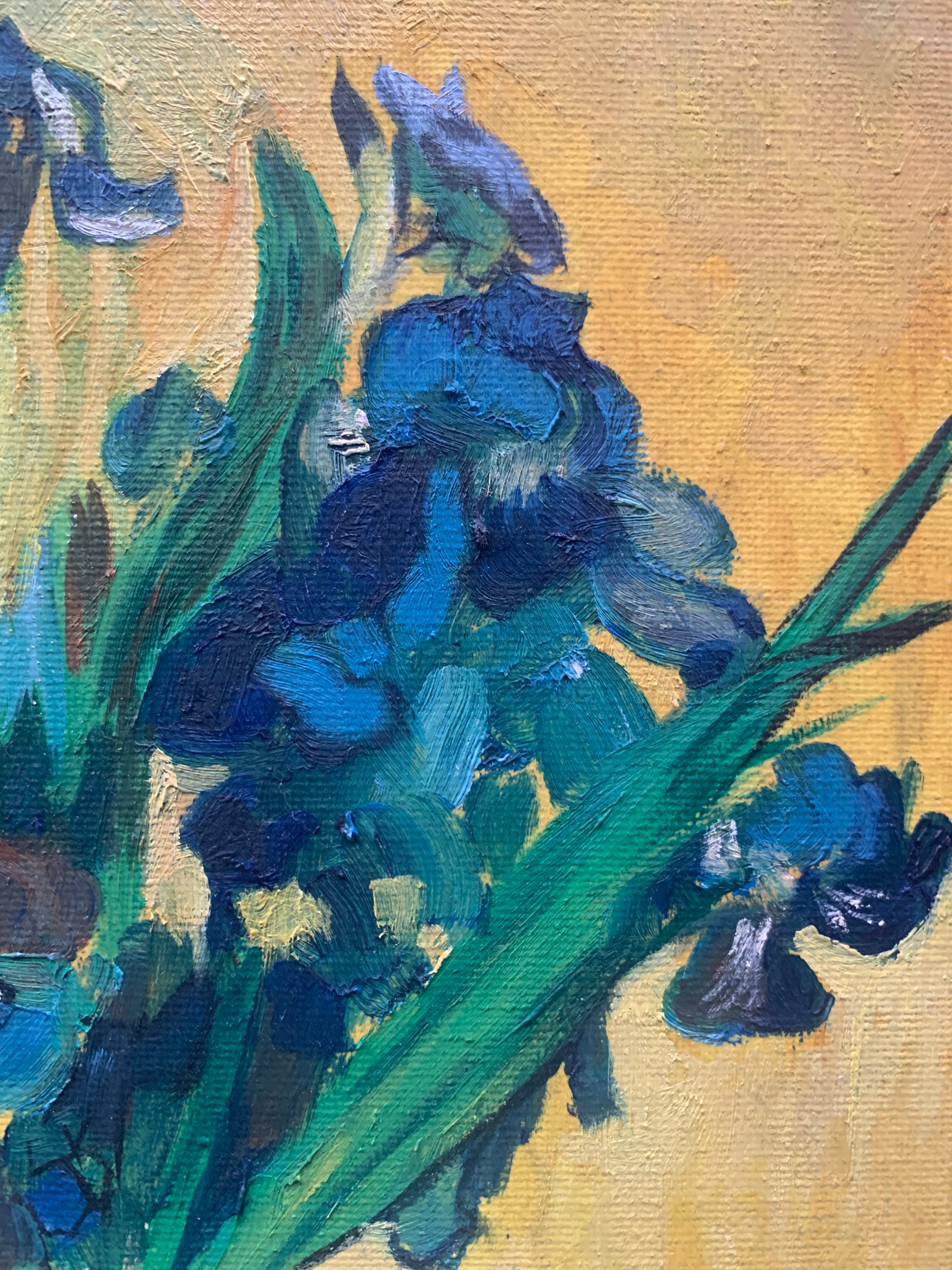 Van Gogh Style Blue Irises— Exquisitely Hand‑Painted by Professional Artists