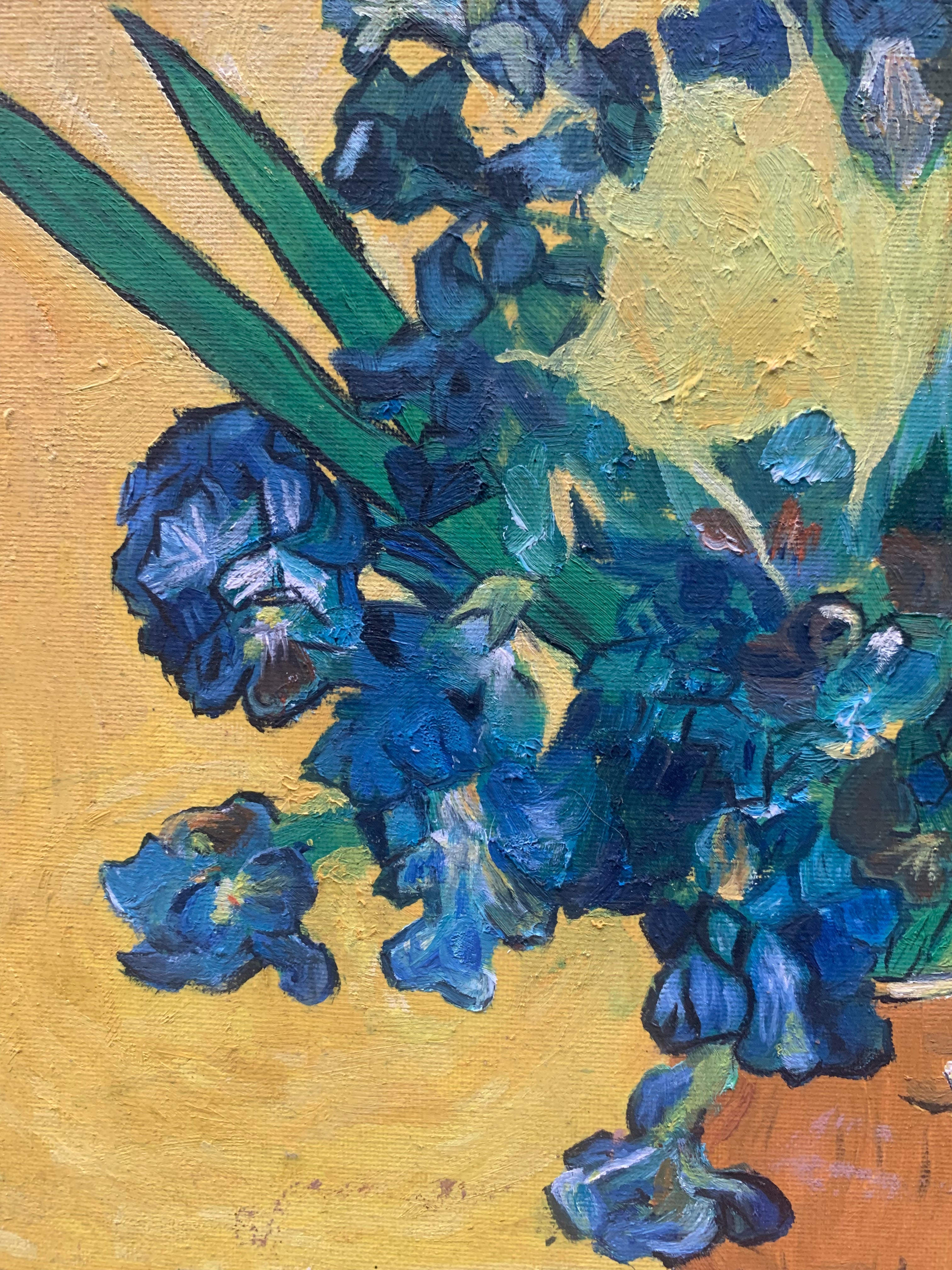 Van Gogh Style Blue Irises— Exquisitely Hand‑Painted by Professional Artists