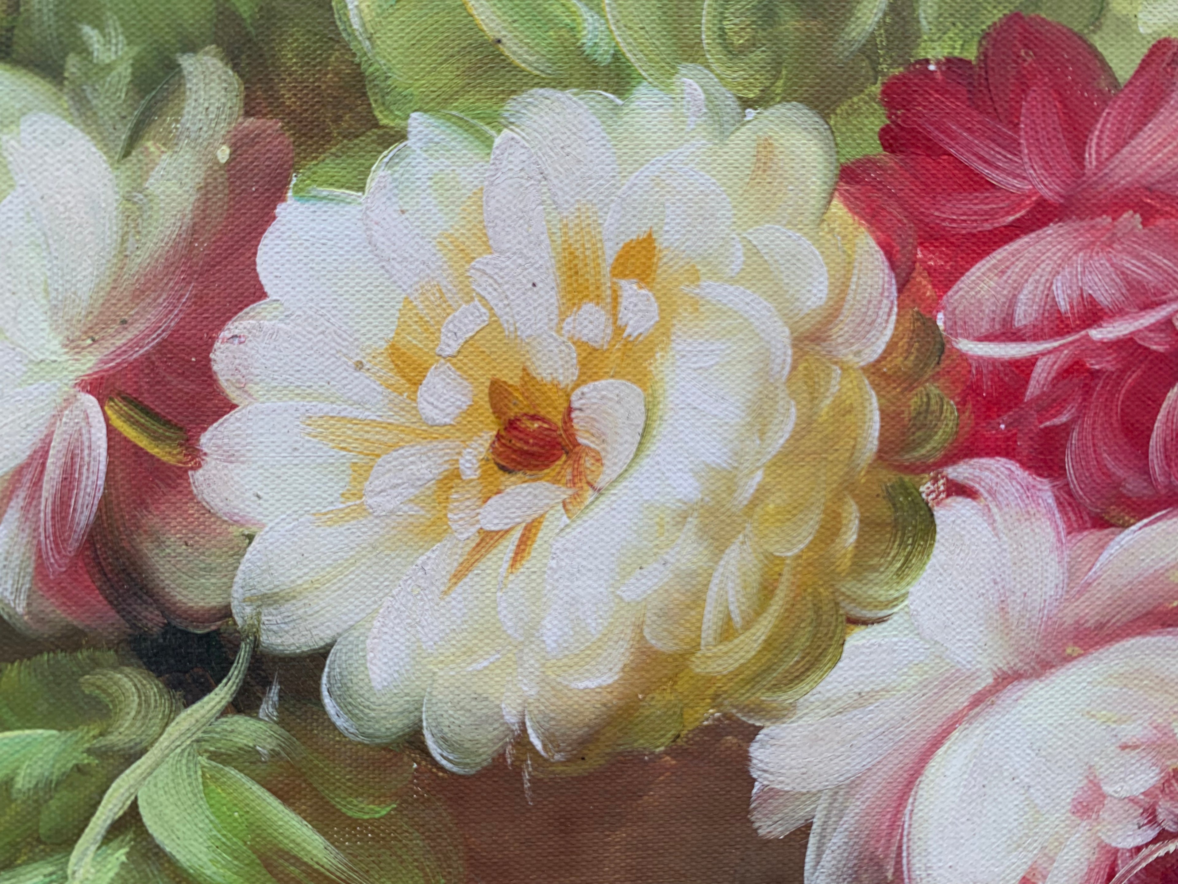 Golden Vase Floral Arrangement — Hand‑Painted by Professional Artists