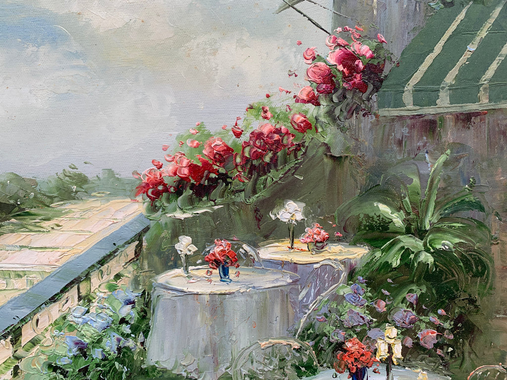 Parisian Terrace with Eiffel Tower View — Exquisitely Hand‑Painted by Professional Artists