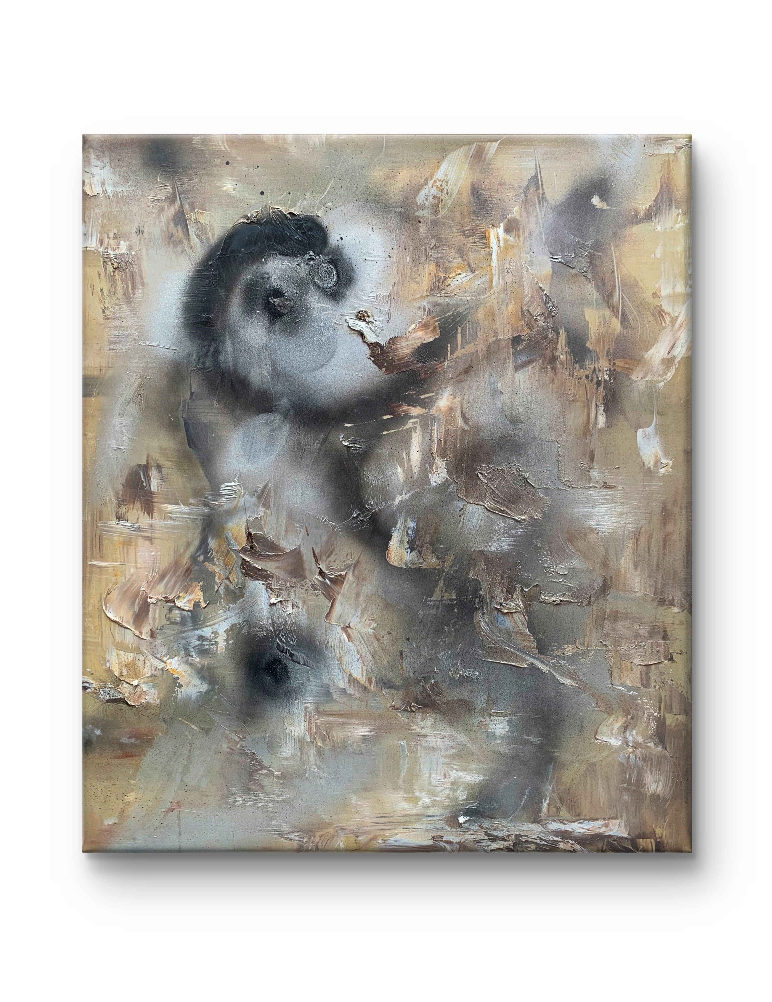 Smoky Abstract in Taupe — Exquisitely Hand‑Painted by Professional Artists