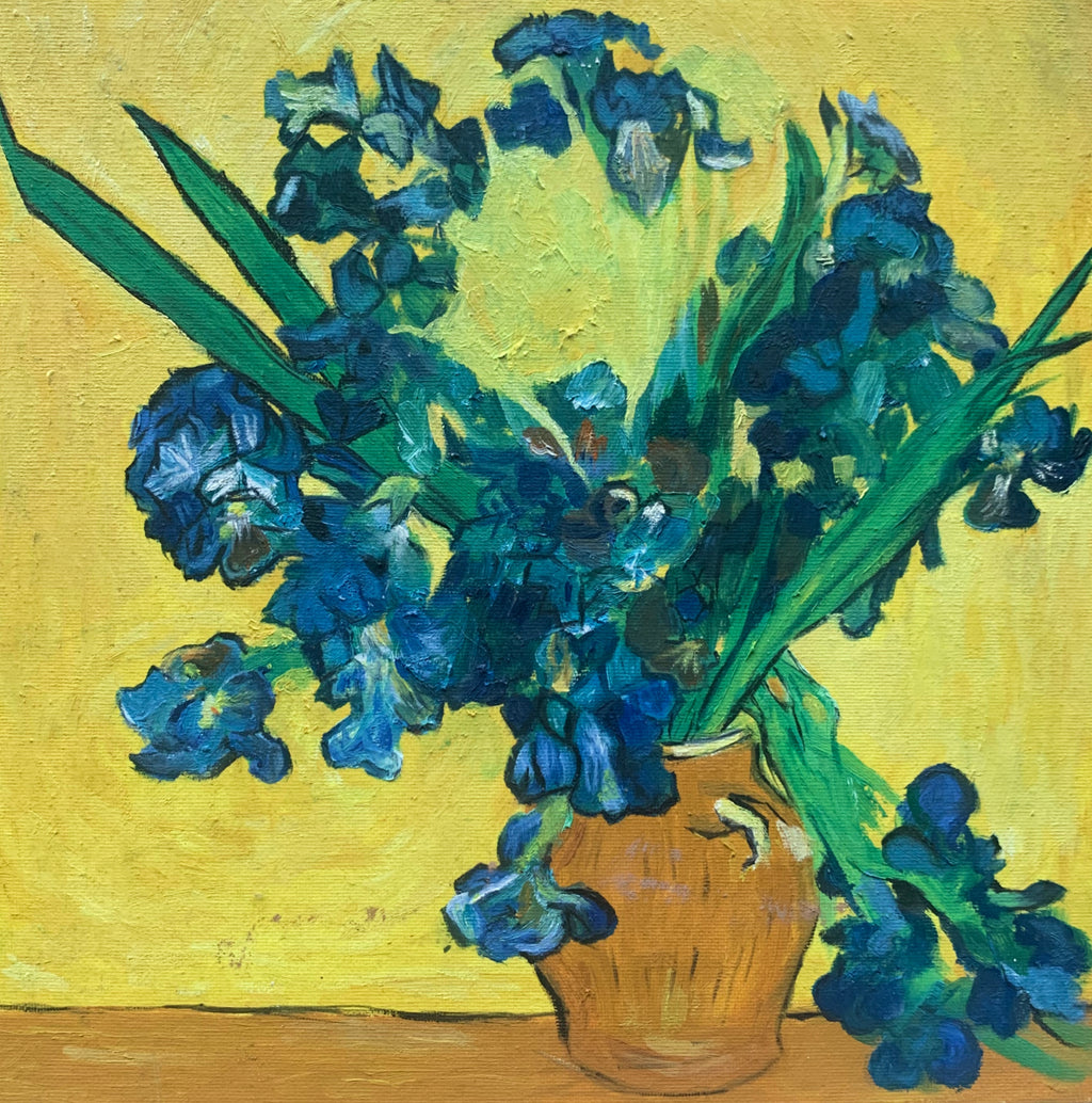 Van Gogh Style Blue Irises— Exquisitely Hand‑Painted by Professional Artists