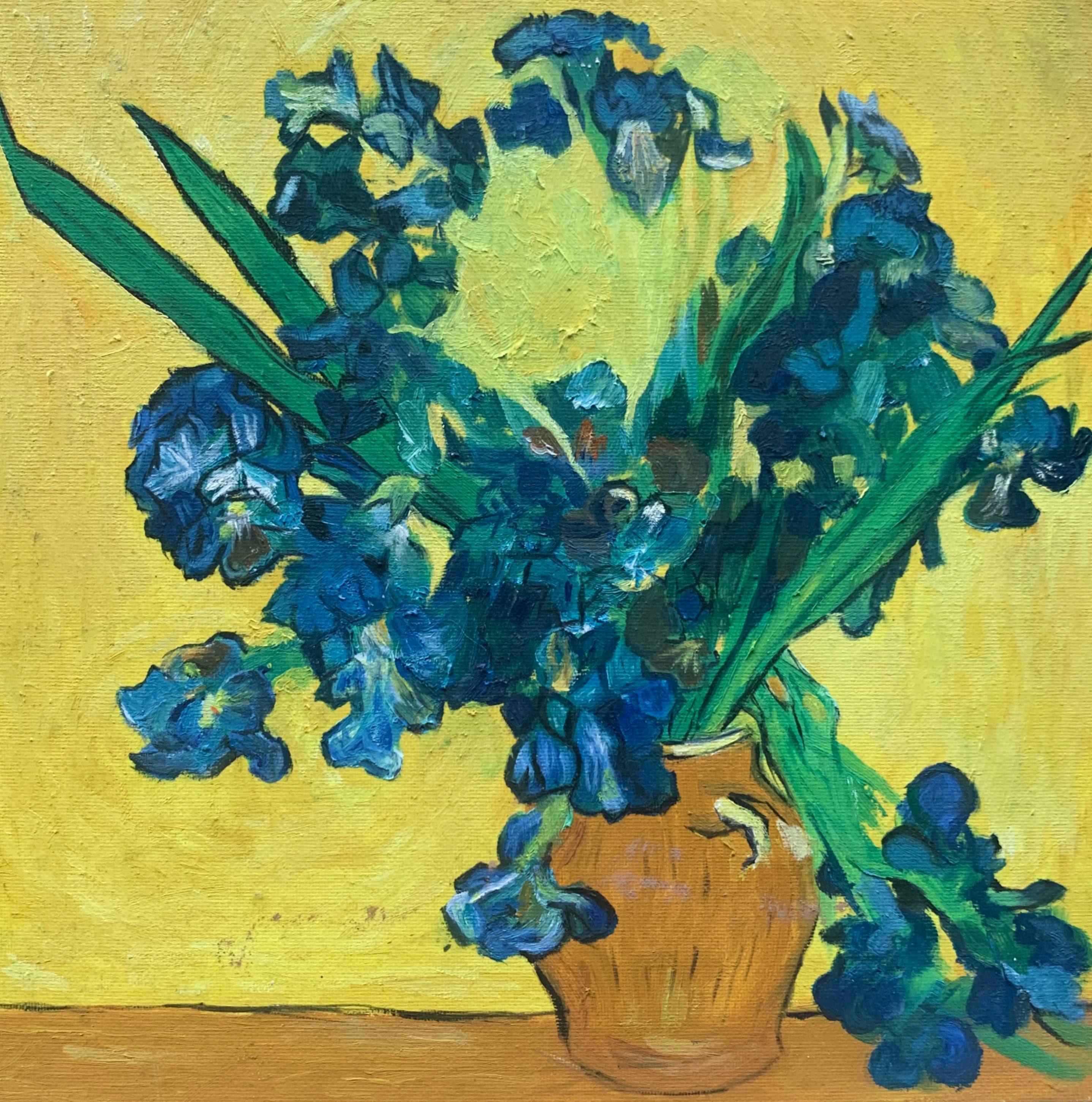 Van Gogh Style Blue Irises— Exquisitely Hand‑Painted by Professional Artists