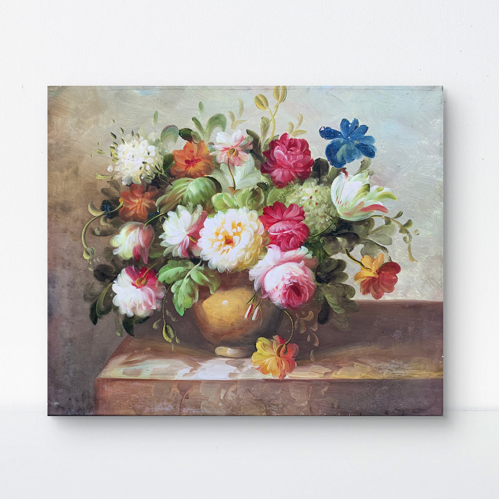 Golden Vase Floral Arrangement — Hand‑Painted by Professional Artists