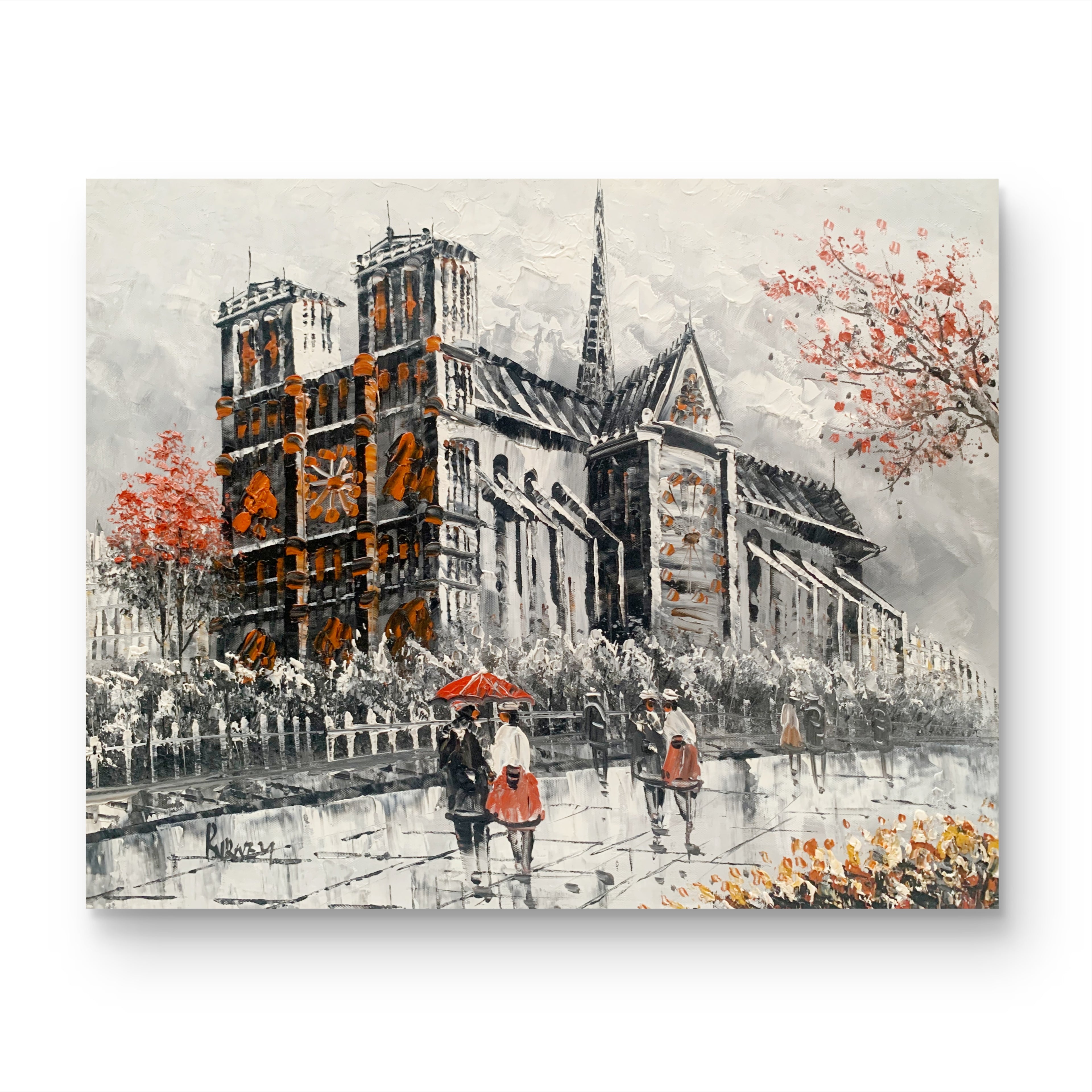 Rainy Town Charm | Exquisitely Hand-Painted by Senior Artists